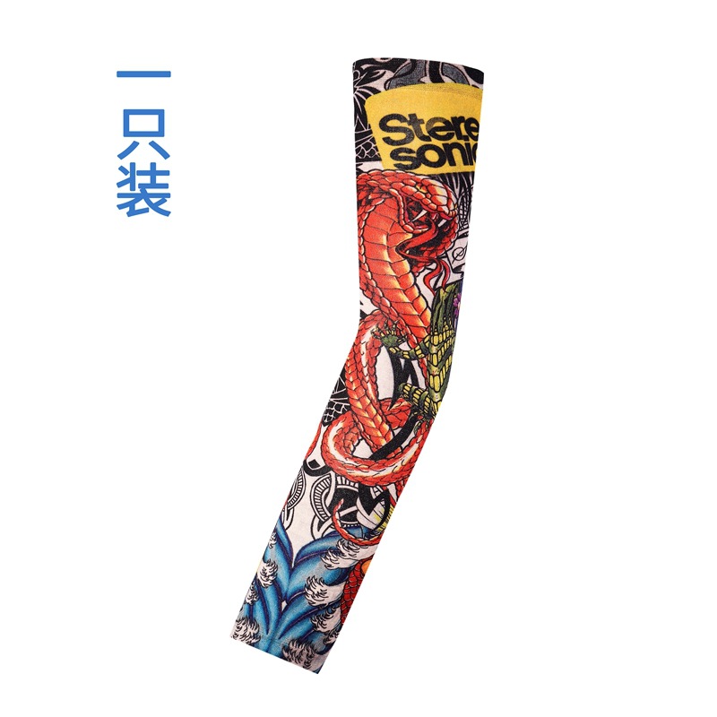 Picture of Flower Arm Tattoo Sleeve Seamless Outdoor Riding Tattoo Sunscreen Sleeve Riding Tattoo Sleeve Optional Color Cross Border