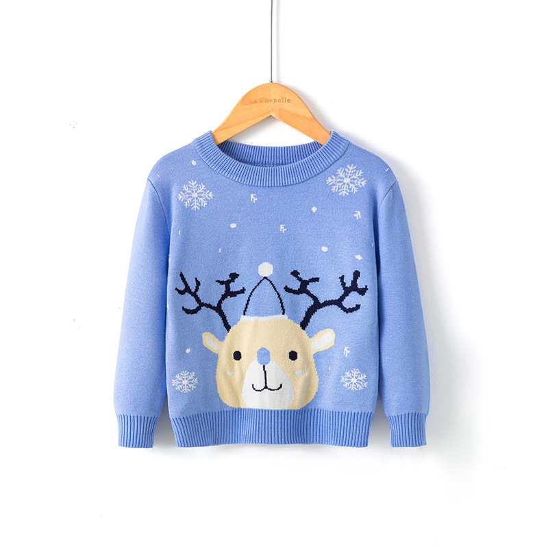 Picture of Factory wholesale boys' cartoon bottoming pullover girls' round neck Christmas sweater children's Korean-style European and American children's clothing
