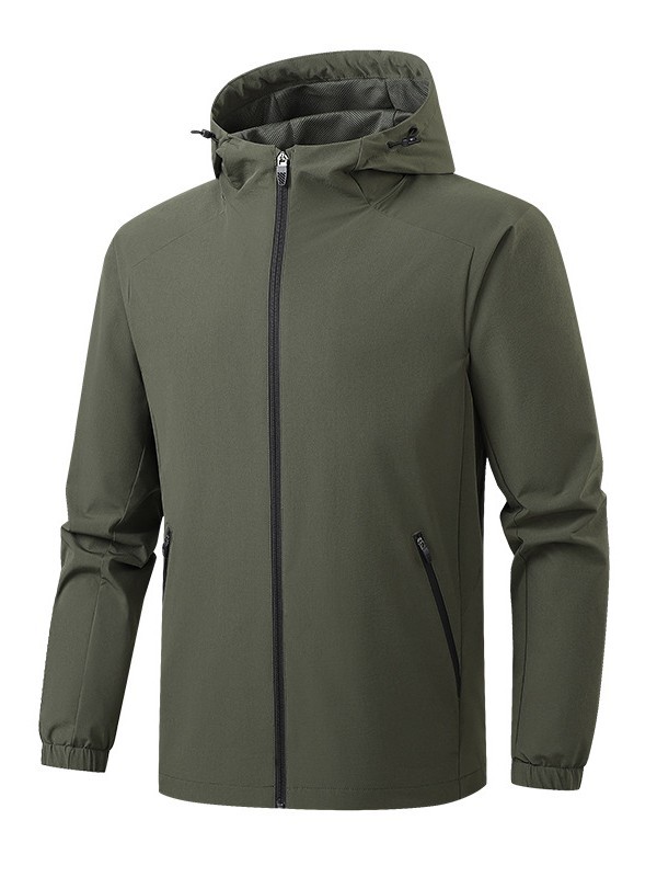 Outdoor Hooded Sports Jacket High Quality Stretch Hiking Clothing Windproof Men's Light Softshell Jacket