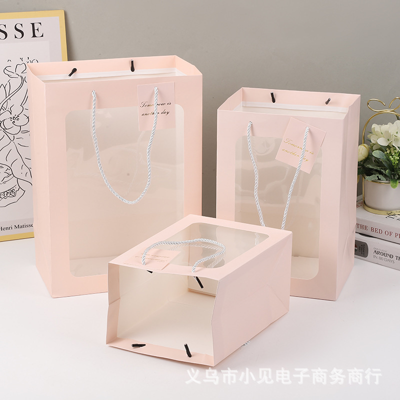 Gift Bags, Valentine's Day Gift Bags, Souvenir Bags, Flower Handbags, Thick Gift Bags, Transparent Packaging Bags