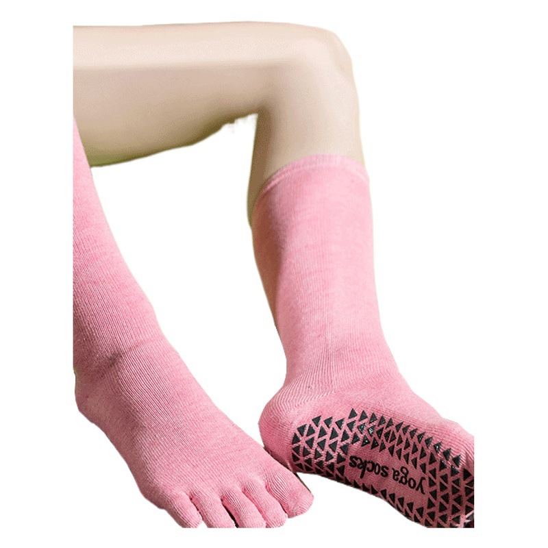 Autumn Long Yoga Socks, Non-Slip, Professional Women's Wholesale Pilates Socks, Five-Toe Socks, Long Style, Sports Fitness, All-Cotton