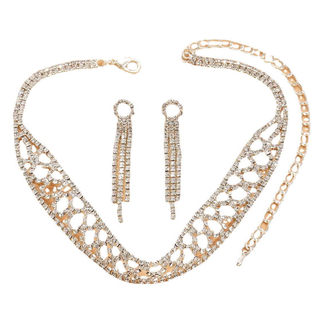 Internet Celebrity ins Same Style European and American Simple Super Flash Rhinestone Neck Chain Thick Light Luxury Short Collarbone Chain Neck Jewelry