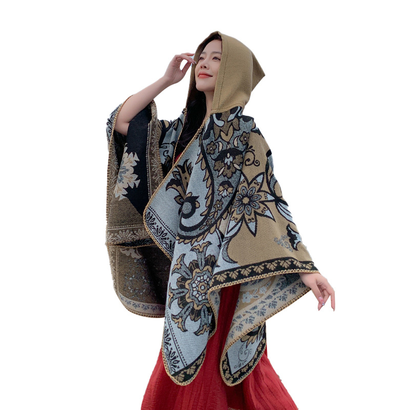 Picture of Hooded shawl cloak Lijiang Xinjiang Xizang grassland tourism wear photo warm outer cape factory wholesale
