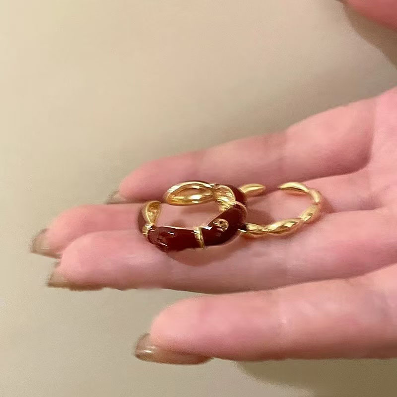 Red Drop Glaze Bamboo Section Adjustable Ring Women's New Finger Ring Niche Design Internet Celebrous Ring Stacked Ring