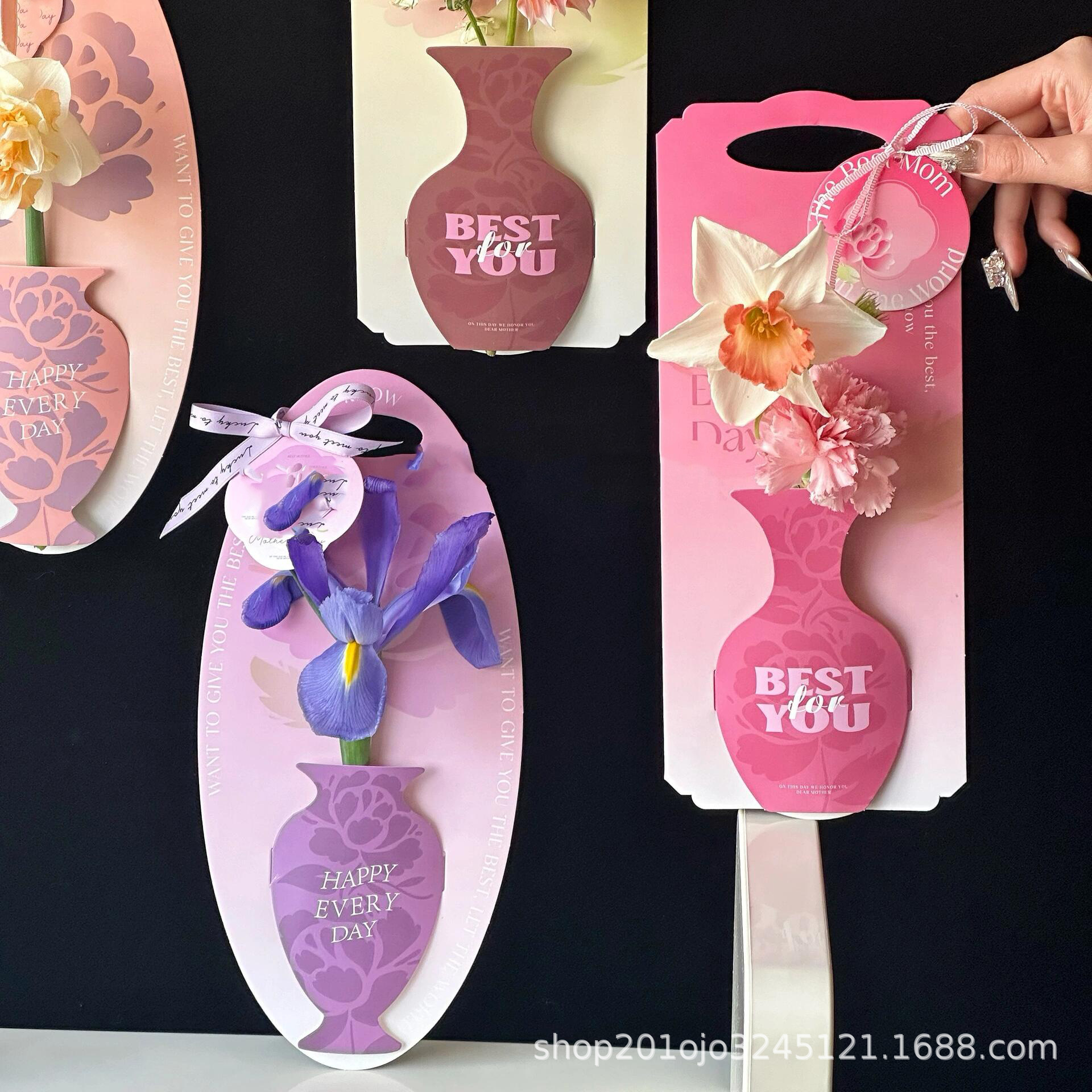 Flower bouquet box single flower box portable flower box folding flower box cross-border supply in stock wholesale large quantity excellent price