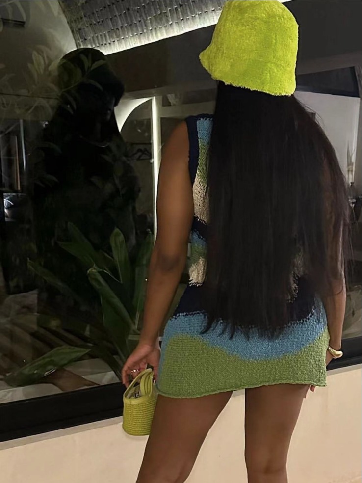 Picture of European and American 2024 Spring and Summer Foreign Trade Women's New Sexy Sleeveless Contrast Color Knitted High Waist Slim-fit Short dress