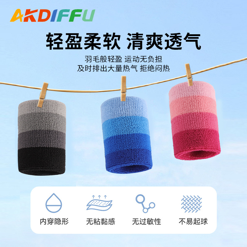 Picture of New sweat-absorbent towel wristband breathable sweat-wiping wristband basketball badminton sports colorful high elastic Sports wristband