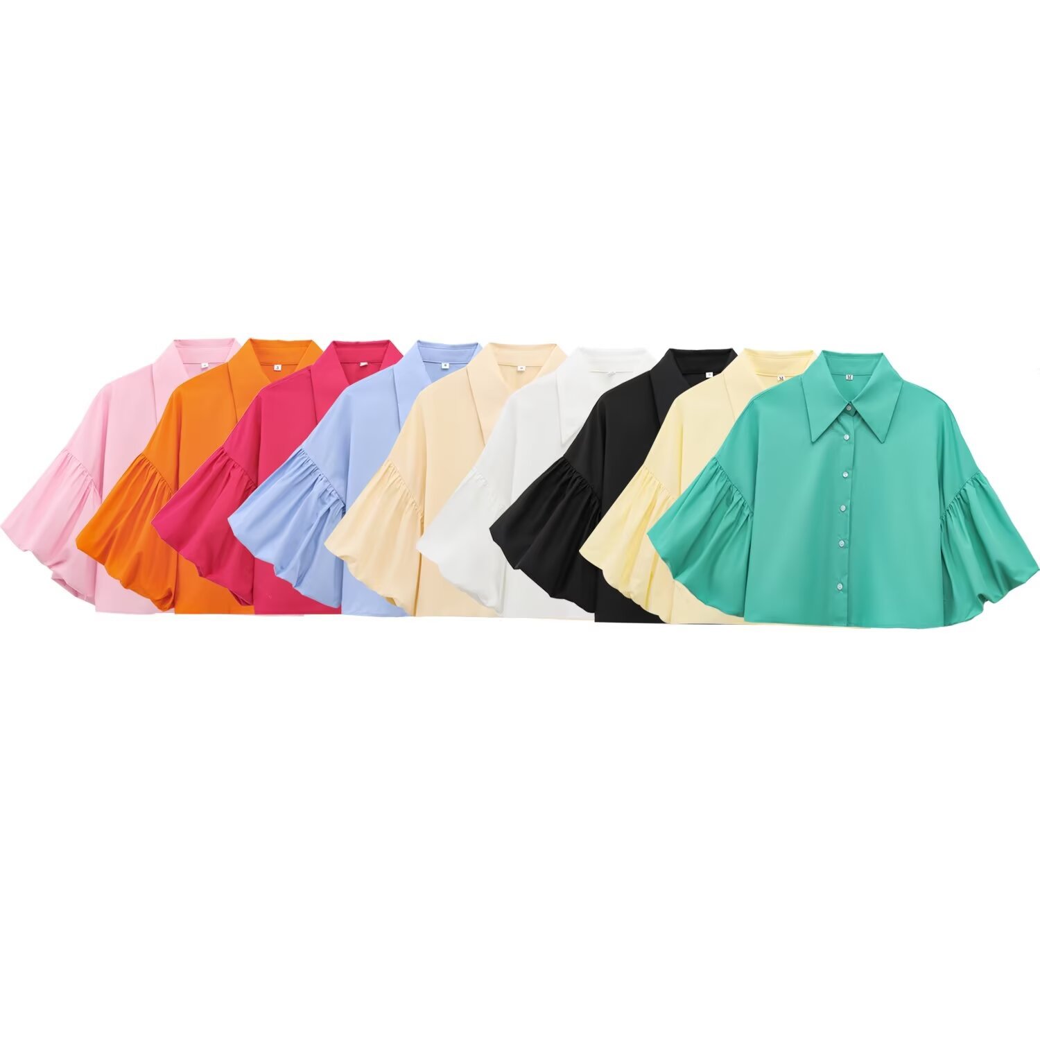 ZA cross-border women's clothing wholesale European and American style new retro temperament Joker bubble half sleeve loose casual shirt