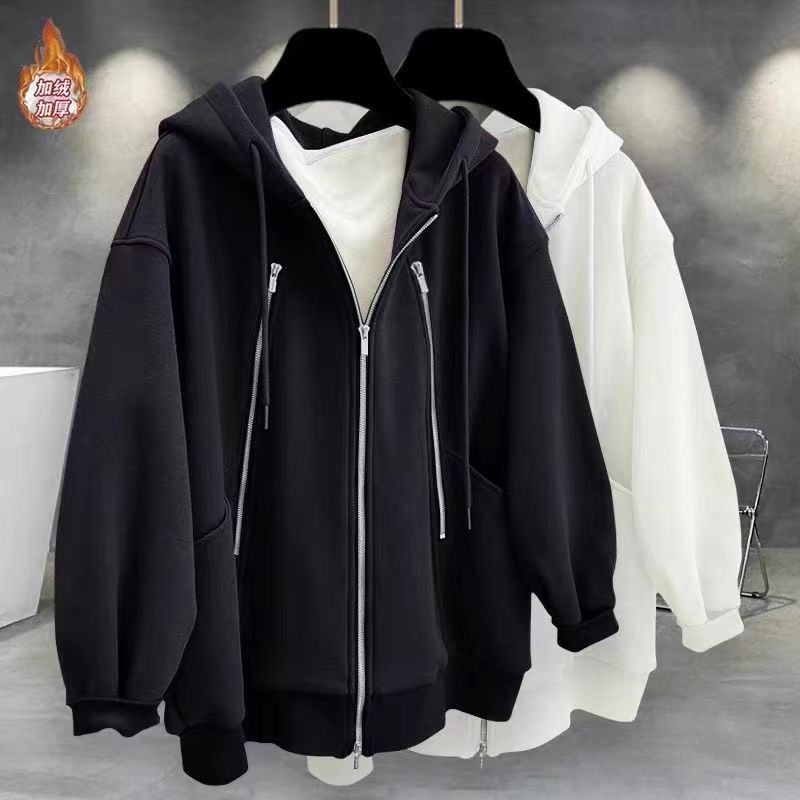 European and American Foreign trade cross-border new autumn and winter loose thickened sports zipper hooded sweater fashion women's coat suit