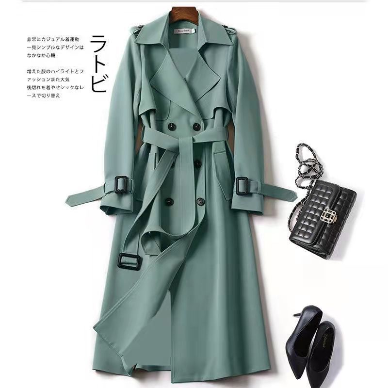 Picture of Black Trenchcoat Women's Mid-length 2024 Spring and Autumn New Korean Style Petite Popular British Style Coat Over-the-knee Coat