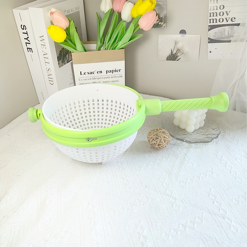 Salad dehydrator rotating centrifugal force vegetable dehydrator fruit creative dehydrator kitchen dish washing basin draining basket