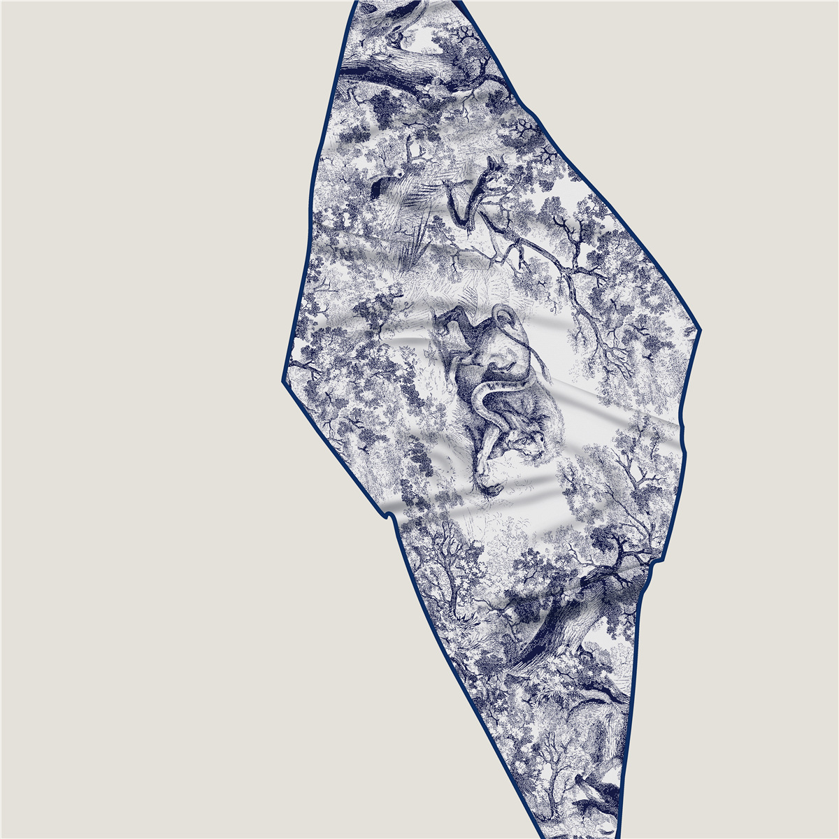 Picture of French-Style New Plant Jungle Lion Women's Twill Imitation Cashmere Diamond Scarf Versatile Retro Silk Scarf