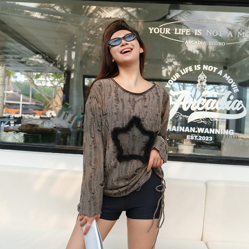 2024 New Swimwear Women's Split Three-Piece Sunscreen Blouse Belly-Covering Slimming plus size chubby girl High-Level Fresh