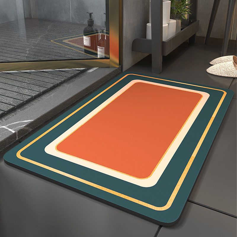 Picture of Bathroom non-slip floor mat bathroom toilet bathroom quick-drying floor mat absorbent mat diatomite minimalist bathroom door mat