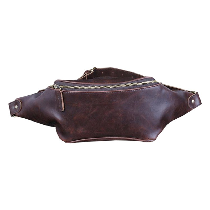 Yizhi 2025 New Trendy Men's Waist Bag Pu Leather Fashion Shoulder Chest Bag Retro Crazy Horse Outdoor Casual Small Bag