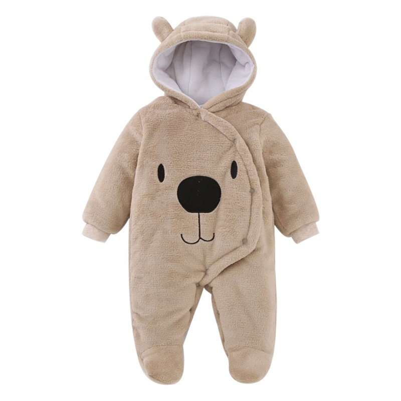 Juntai baby clothes autumn and winter warm padded newborn flannel baby jumpsuit children's climbing pajamas