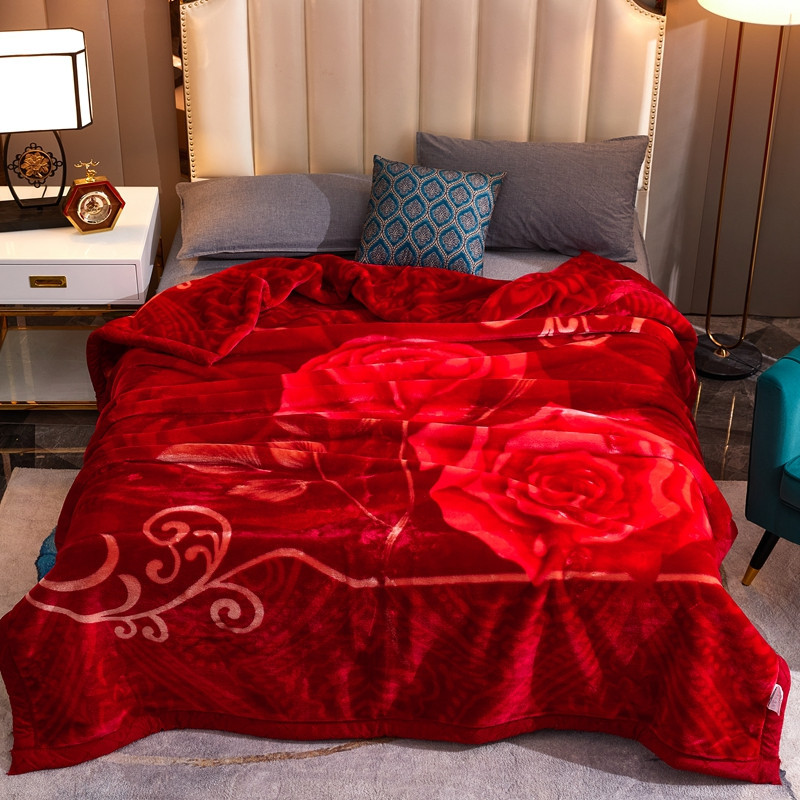 Picture of Raschel Blanket Double Thickened Blanket Super Soft Fleece Blanket Cover Blanket Wedding Red Blanket Warm Blanket Gift Wholesale