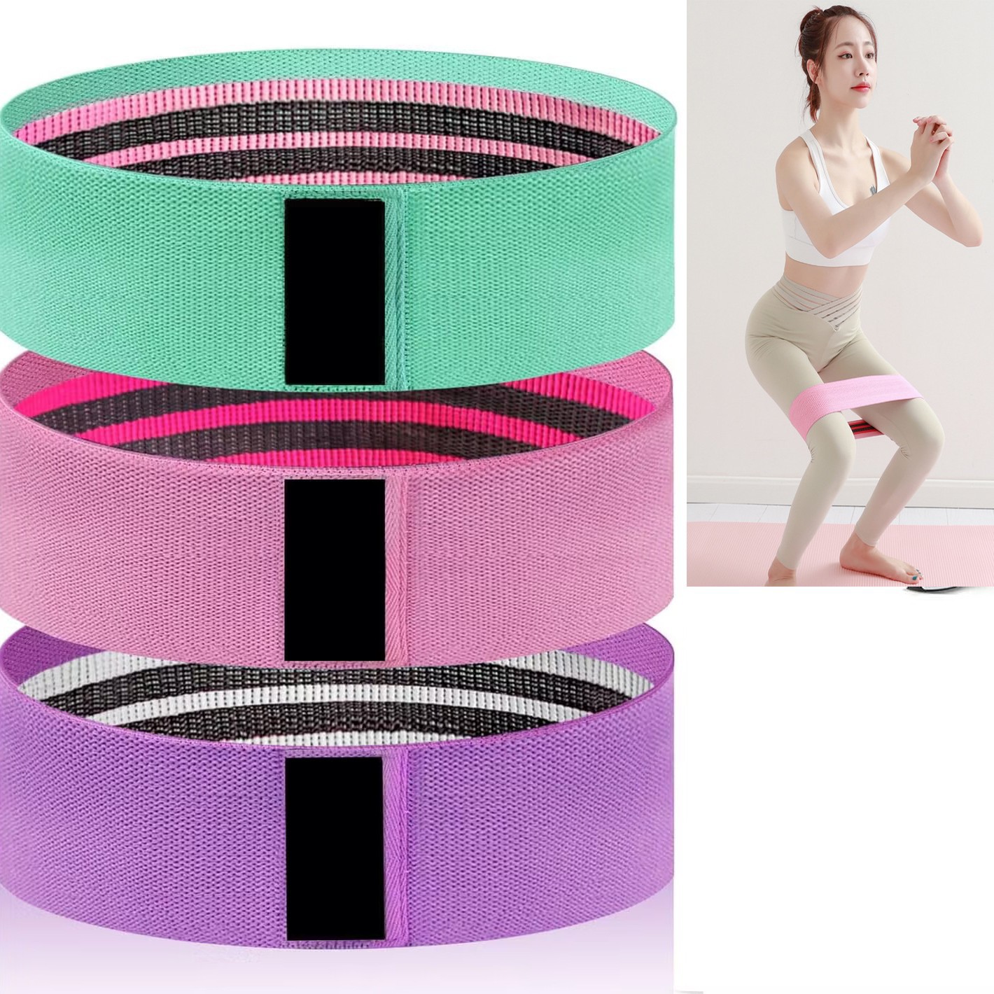 Yoga Tension Belt Yoga Squat Beautiful Hip Belt Boot Tension Belt Knitted Belt Non-Slip Hip Ring Tension Belt