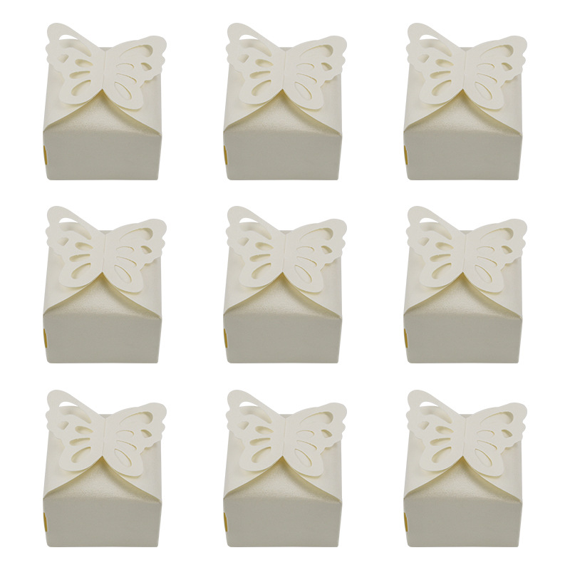 Picture of Cross-border new candy box creative butterfly hollow square bottom candy box pearl paper packaging box wedding candy box wholesale