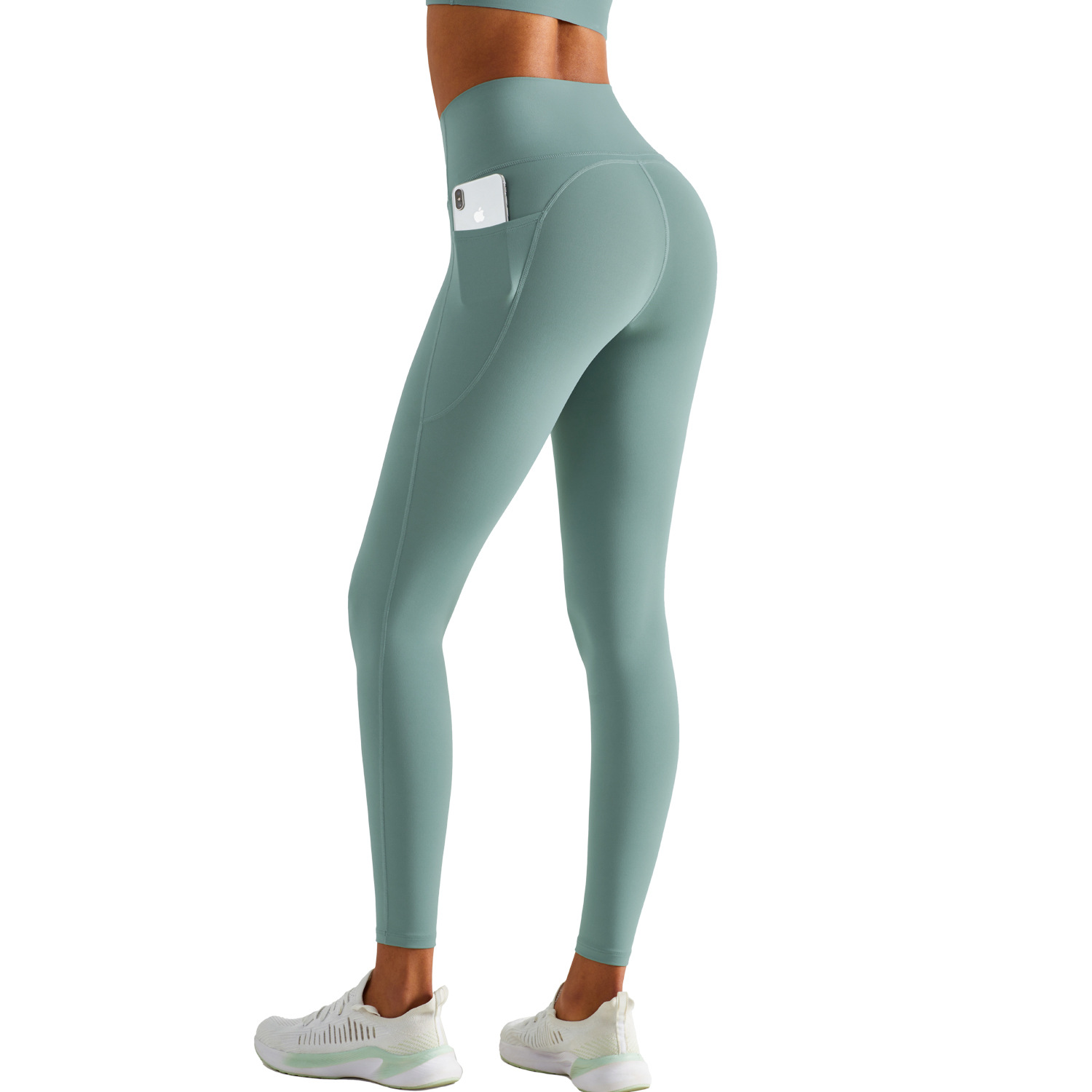 Picture of European and American New Carbon Scrub Naked Yoga Pants Running Outdoor Sports Tight Pants High Waist Beautiful Hip Fitness Pants for Women