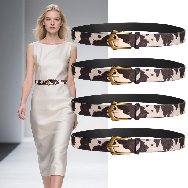 Milk Pattern Fashion Versatile Dress Jeans Belt Elegant High-End Belt Trendy Niche Women's Belt