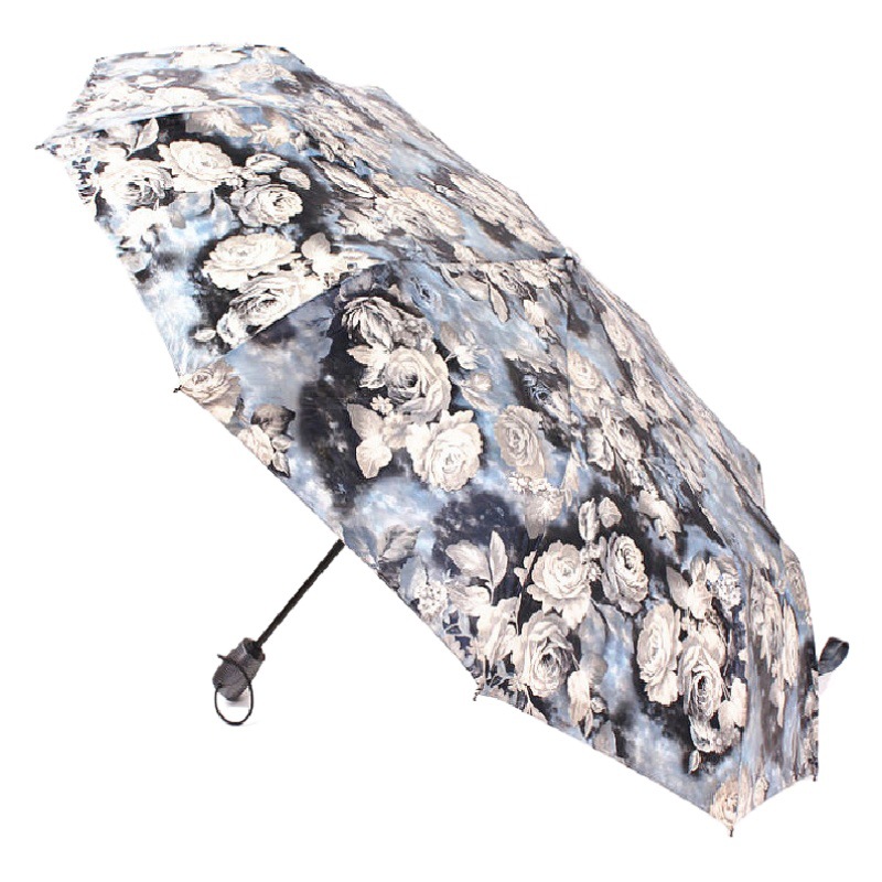 PU Peony Flower 3D Digital Print Oil Painting Wind Retro Sunshade Umbrella Sunny Umbrella Automatic Umbrella Folding Umbrella