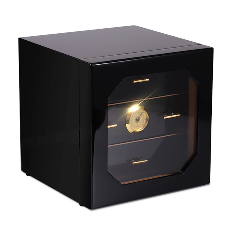 HANNICOOK black high-gloss piano paint cigar box cigar cabinet cedar wood cigar box cigar moisturizer cabinet