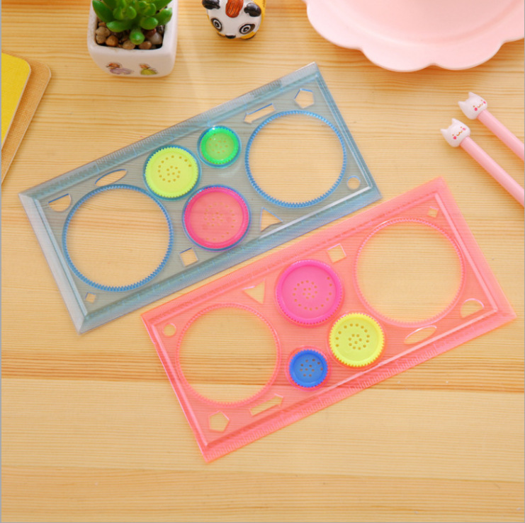 Picture of Creative puzzle four-color transparent magic ruler template ruler drawing board ruler children's student ten thousand flower ruler unisex ruler