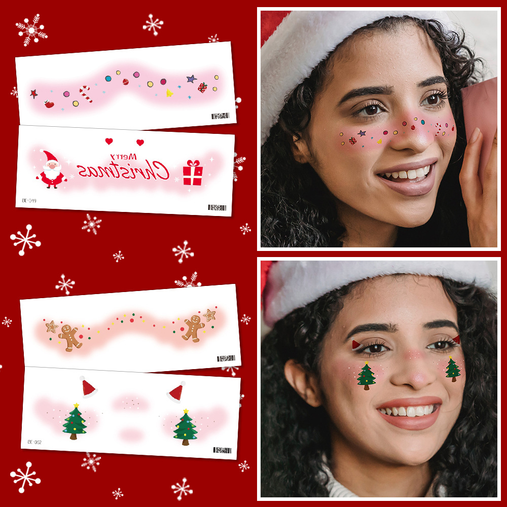Picture of New cute Christmas face tattoo stickers love snowflake elk girl blush makeup face stickers cross-border in stock