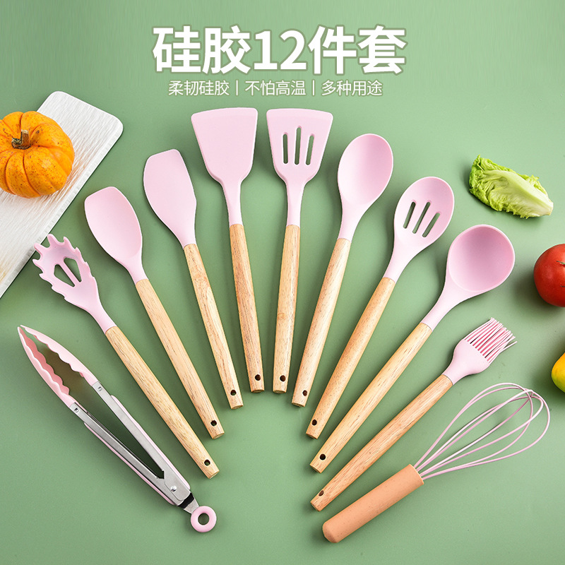Silicone kitchenware 12 pieces suit spatula soup spoon kitchen cooking gifts cross-border hot style kitchenware 11 piece set