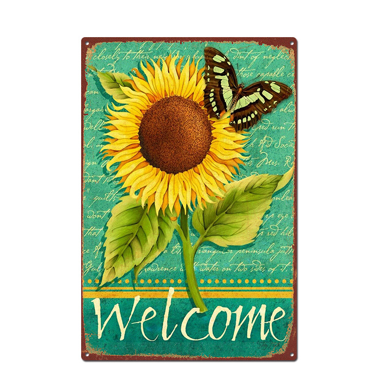 Picture of Cross-border American Country Retro Flower Figure Tin Painting Garden Pastoral Balcony Wall Wall Wall Old Decoration Pendant