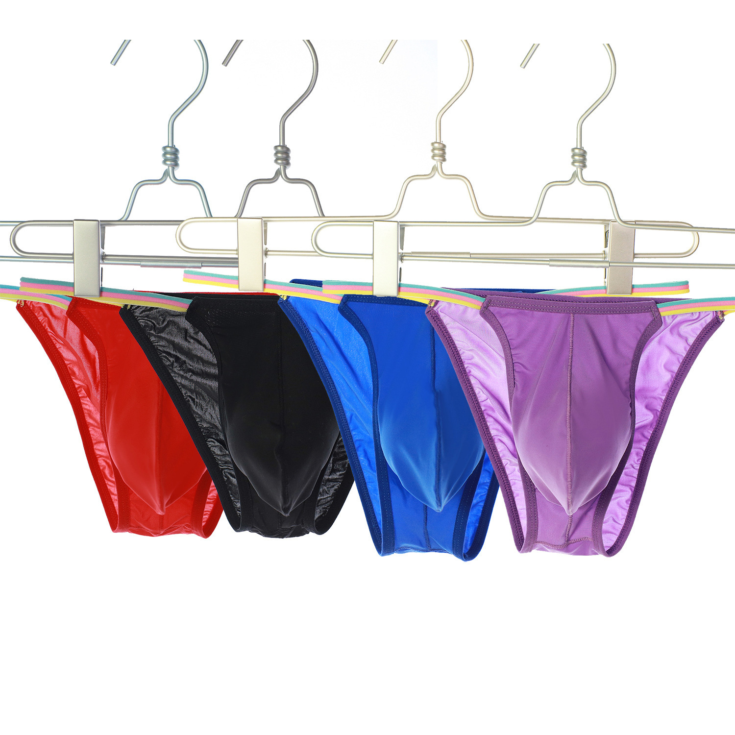 8 color color men's underwear silky Ultra Thin Ice Silk breathable sexy men's bikini low waist fun spot foreign trade