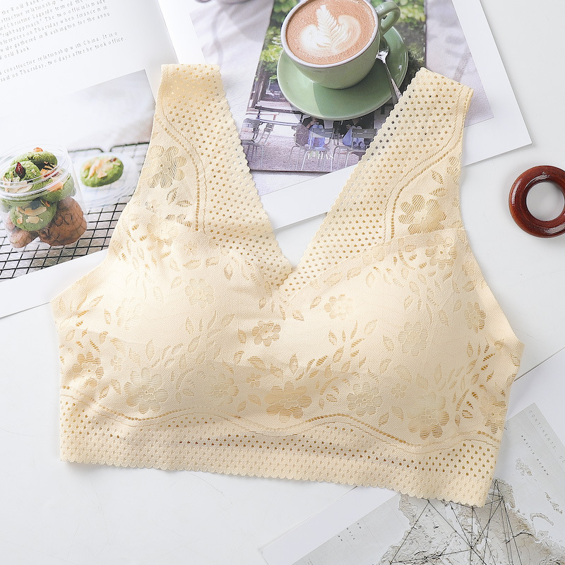 Picture of Seamless Underwear Women's Non-Rim Bra Sexy Lace Beautiful Back Women's Sports Vest Push-Up Bra Breathable Thin