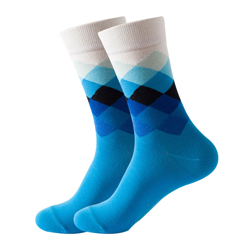 Picture of European and American Ins Style Mid-Calf Socks for Women Amazon Trendy Socks Supply Diamond Pattern Fashion Trendy Socks Wholesale in Stock