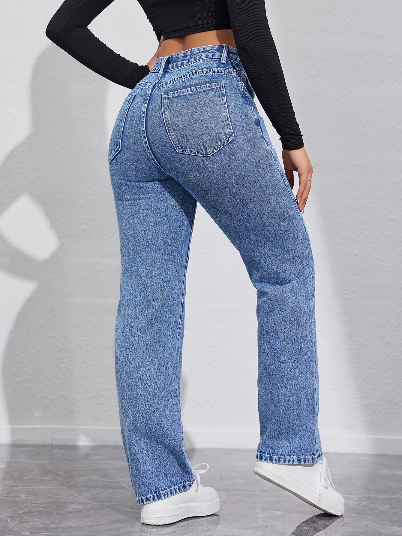 Amazon Aliexpress Women's Jeans High Waisted Loose Comfortable Slim Fit Fashionable Straight Casual Pants