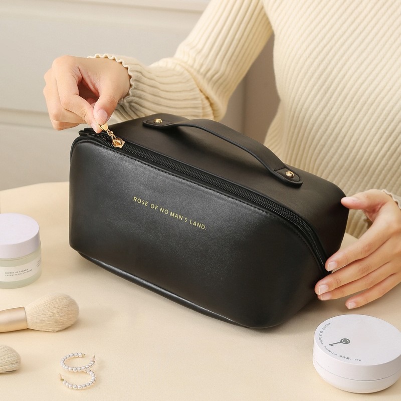 Picture of Cross-border Hot PU Leather Cosmetic Bag Multifunctional Checkerboard Pillow Bag Large Capacity Waterproof Travel Portable Toiletry Bag