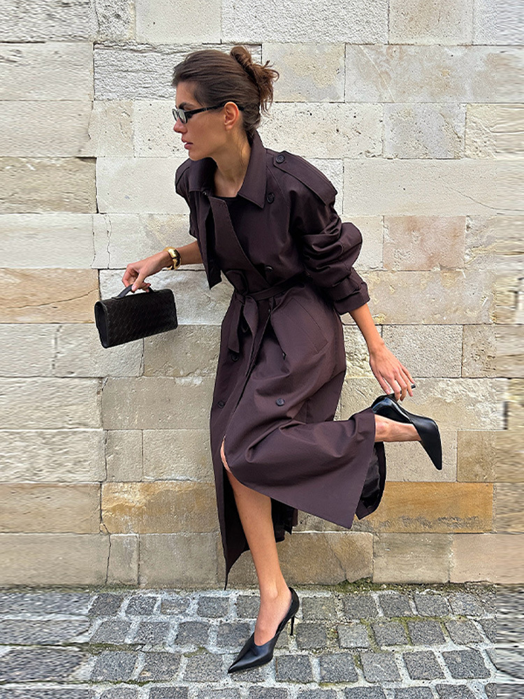 Picture of Cross-Border European and American Style 2025 Autumn and Winter New Fashion Casual Long Lace-Up Button Trench Coat Women's Jacket