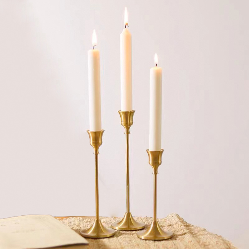 Picture of Cross-border European Retro Brass Candle Holder Romantic Christmas Candle Dinner Ornaments Wedding Props Candle Holder Bottom