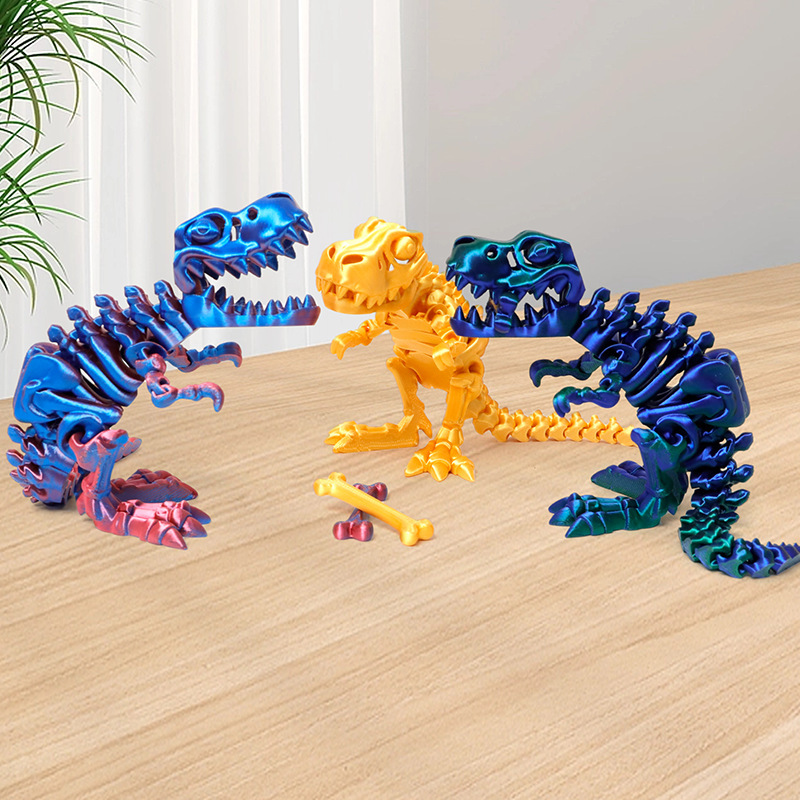 Amazon Cross-border 3D Printing Dinosaur Skeleton Ornament Joint Movable Hand-made Model Toy Dinosaur Skeleton