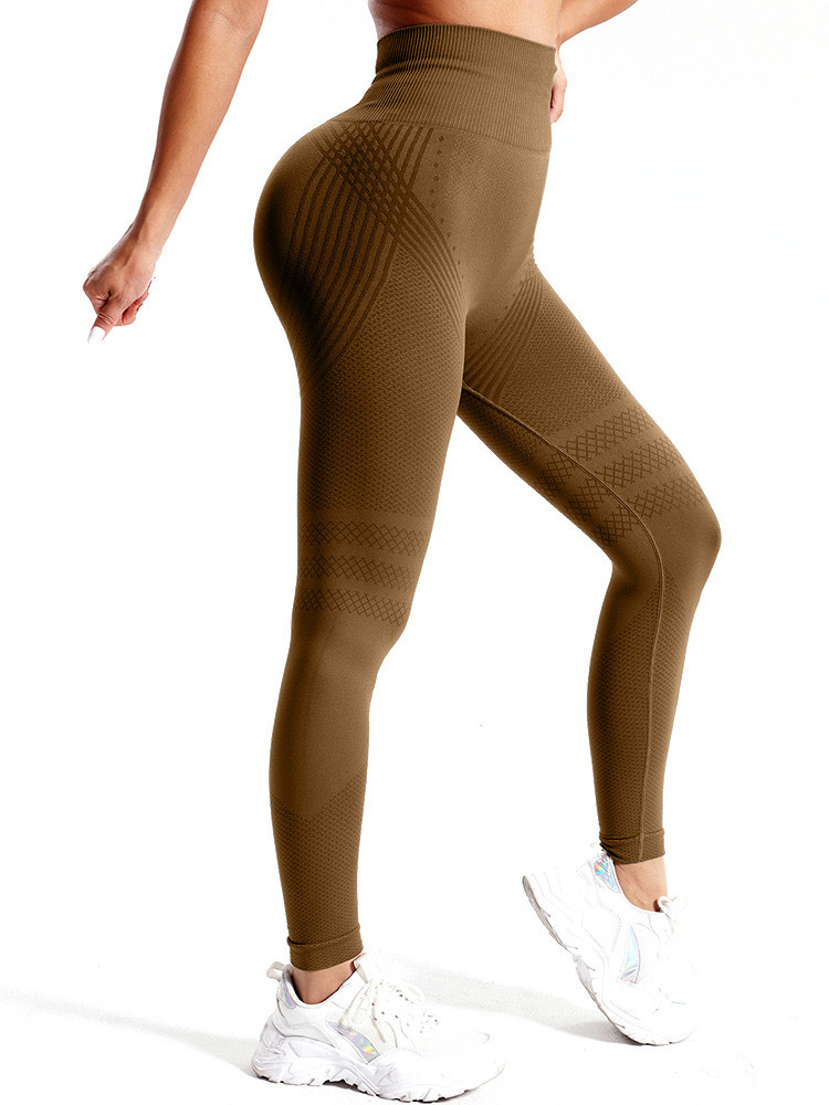 Picture of European and American hot selling seamless hip lifting fitness pants belly contracting tight high waist peach hip yoga pants wholesale