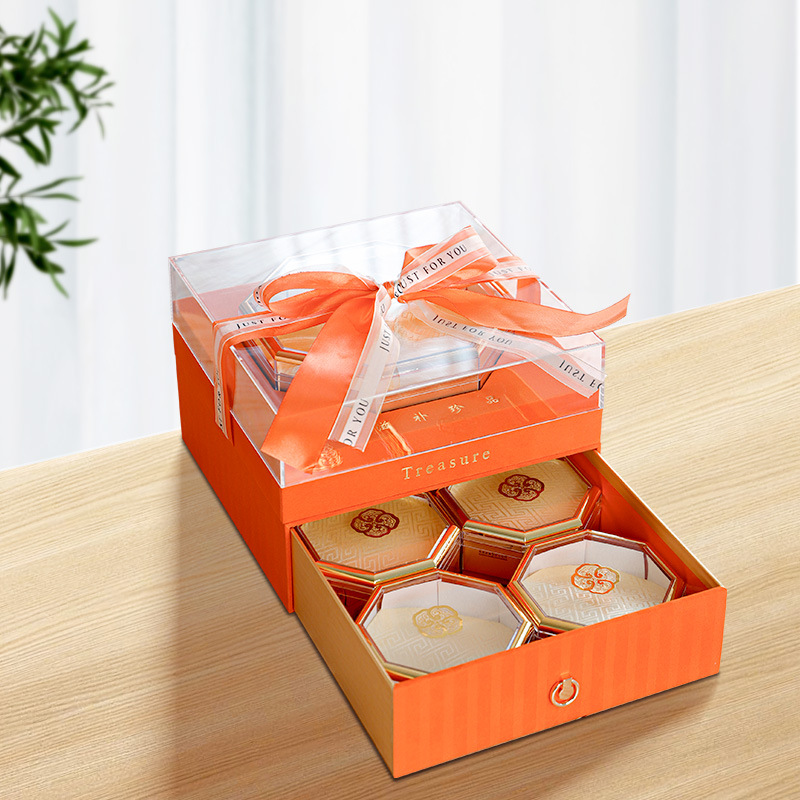 Crystal cover double-layer acrylic gift box Bird's Nest Morchella sea cucumber Cordyceps Wubao tonic drawer packaging gift box