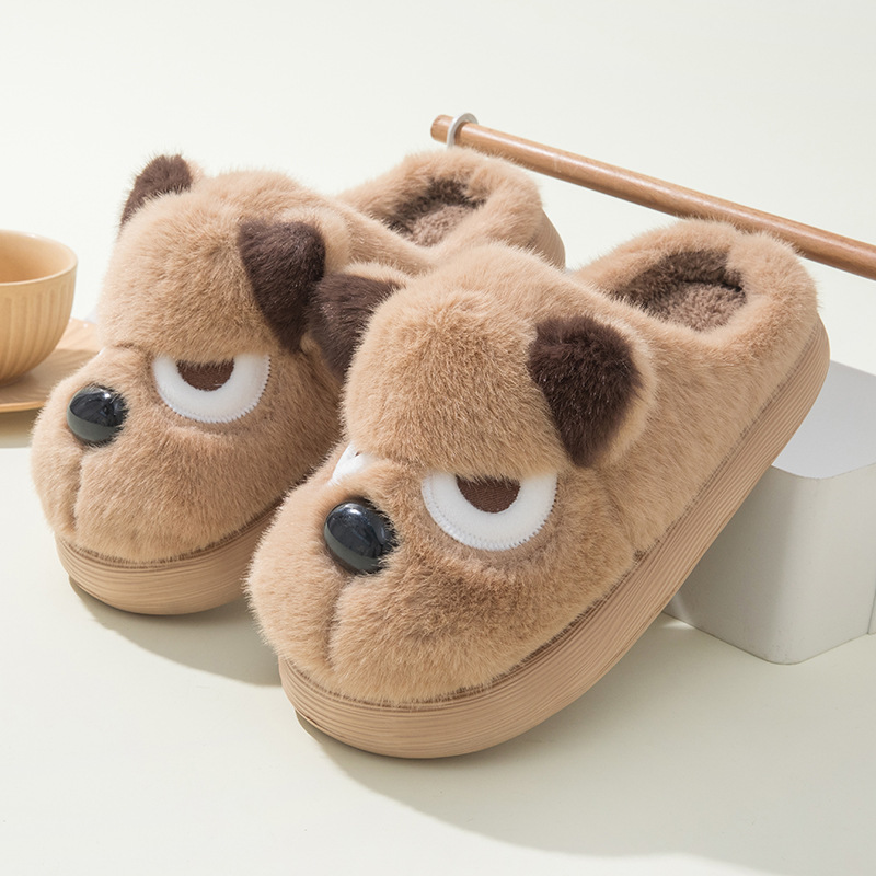 Cross-border cotton slippers with warm craftsmanship, cute puppy indoor couple thick-soled non-slip cartoon autumn/winter foot warmers