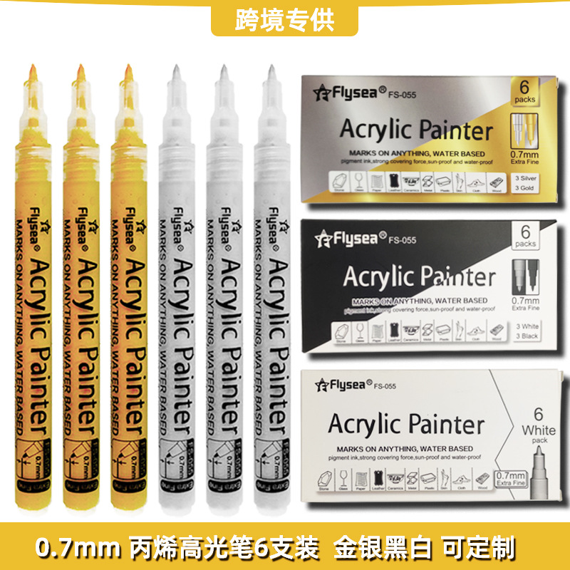 Cross-Border Pen Gold and Silver Acrylic Photo Album Guka Polaroid DIY Acrylic Pen Hand-Painted Pen Acrylic Marker Pen