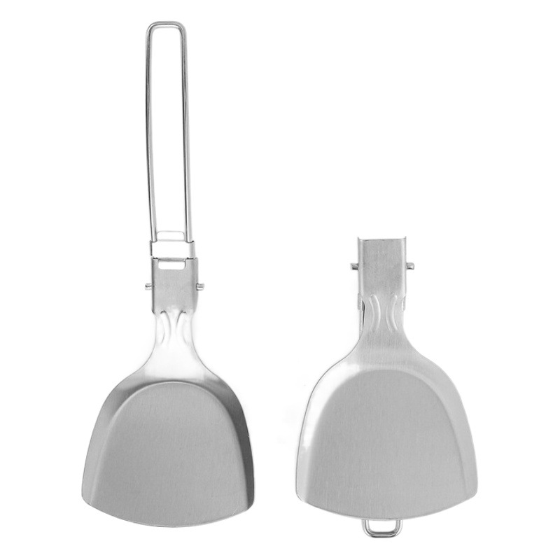 Outdoor Folding Pan Shovel Camping Portable 304 Stainless Steel Pan Shovel Picnic BBQ Mini Mountain Climbing Travel Tableware