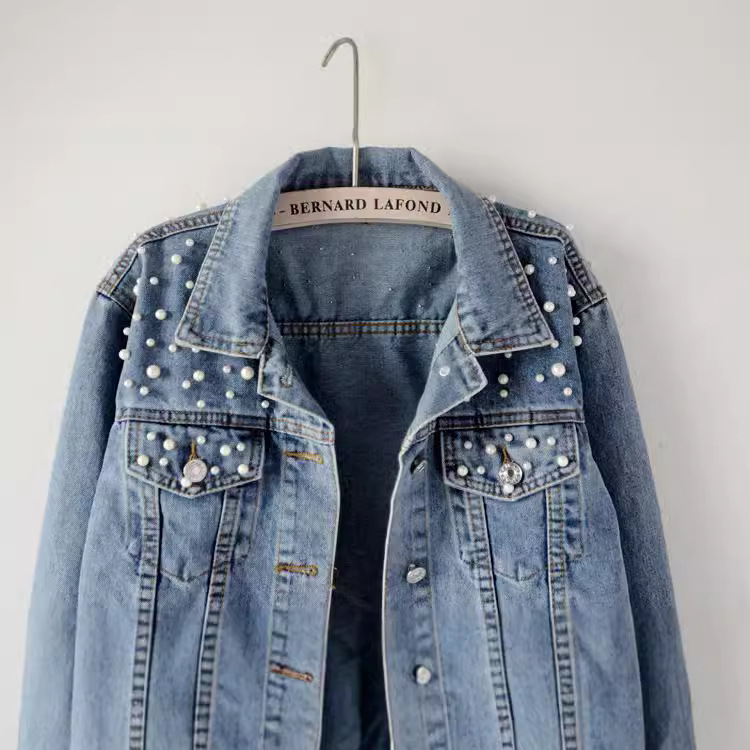 Picture of Garjun Denim Coat Women's European Station plus size Women's Beaded Diamond Coat Female Student Cross-border Loose Jacket