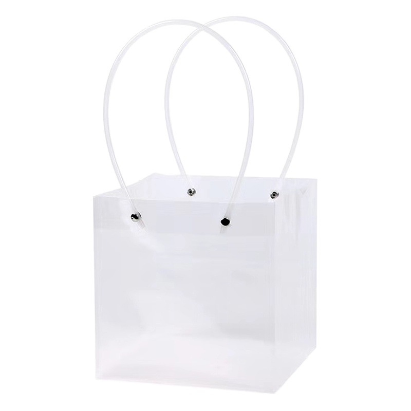 PVC transparent square handbag Tanabata flower gift bag hand fireworks bag PP plastic wedding packaging