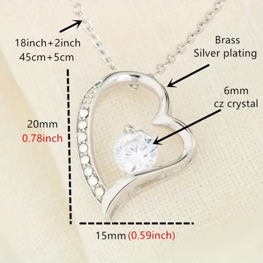 Picture of 1 Piece Love Pendant Eternal Heart Hollow Heart Necklace with Card Gift Box Mother's Day Gift