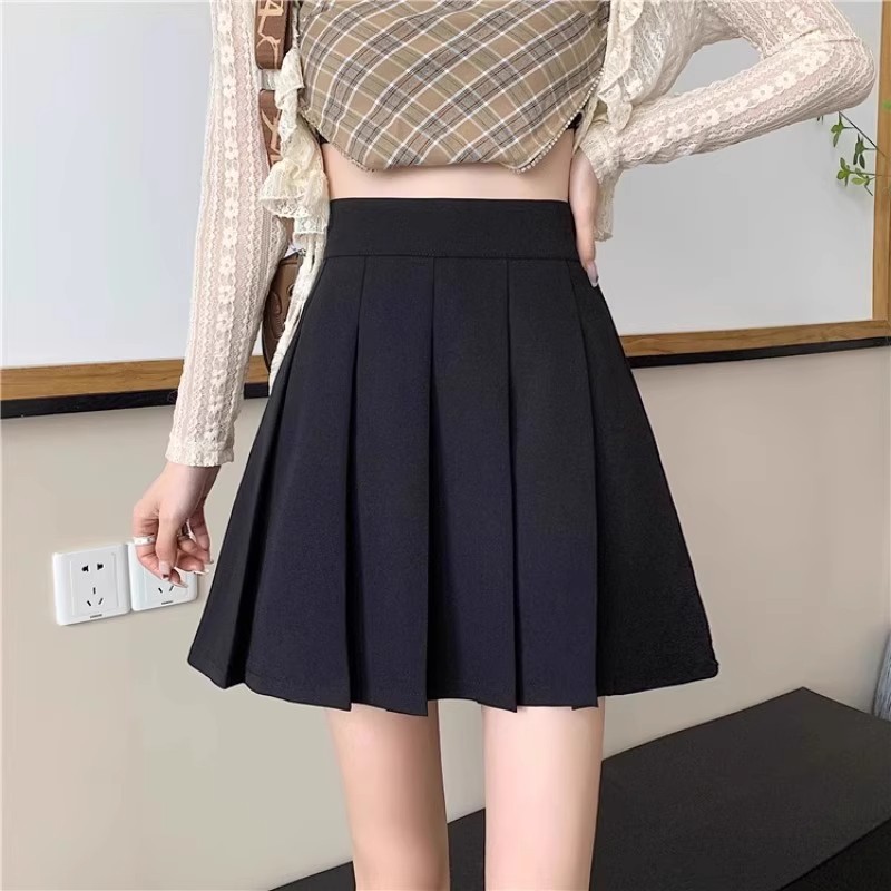 Grey Pleated Skirt Women's Anti-walking A- line Skirt Academic Style JK Skirt 2024 Spring and Autumn New Suit Skirt