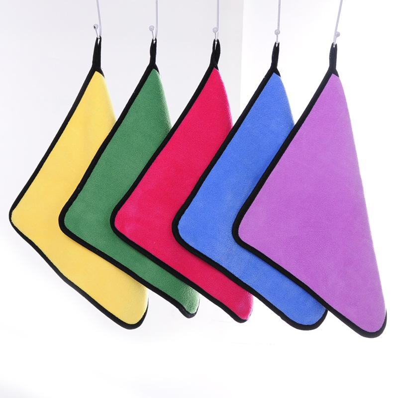 Coral fleece car towel double layer fabric edge thick soft absorbent household cleaning products towel