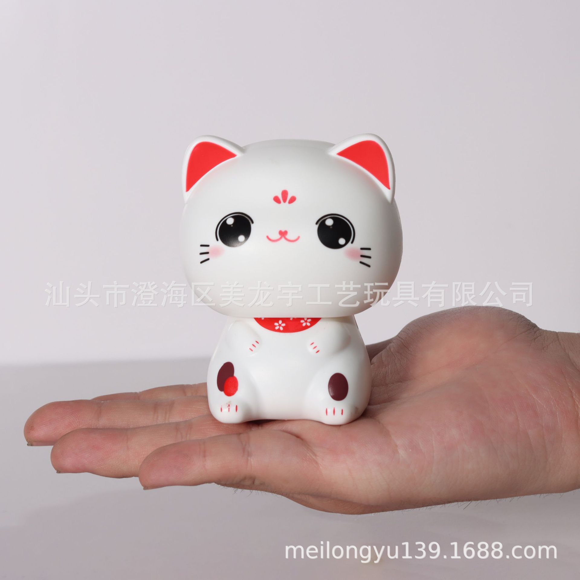 Picture of Car solar big head lucky cat creative cute Japanese home nodding cat shop front desk lucky cat ornaments